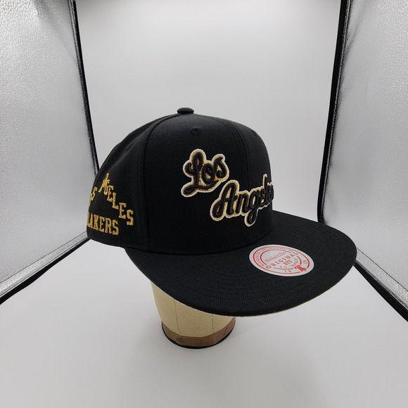 Mitchell & Ness NBA Los Angeles Lakers Black Metallic Pop Snapback Hat Adult NEW - Picture 3 of 14